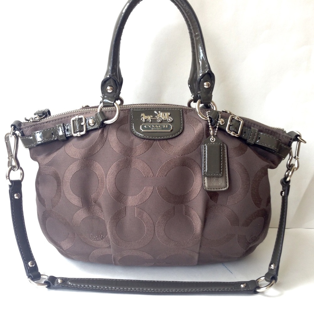 Rare Coach Op Art Taupe Madison Sophia Satchel