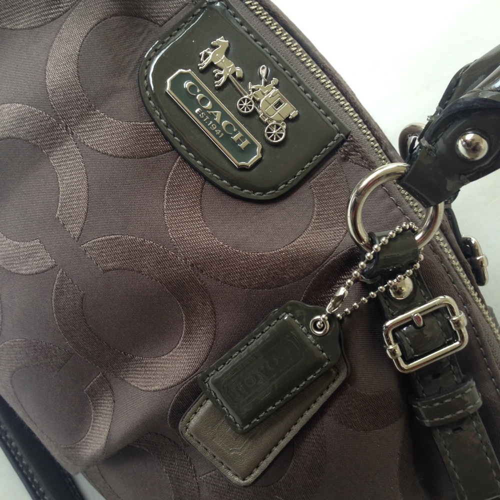 Rare Coach Op Art Taupe Madison Sophia Satchel_2