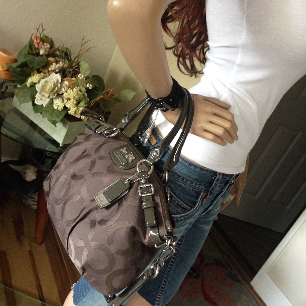 Rare Coach Op Art Taupe Madison Sophia Satchel_3