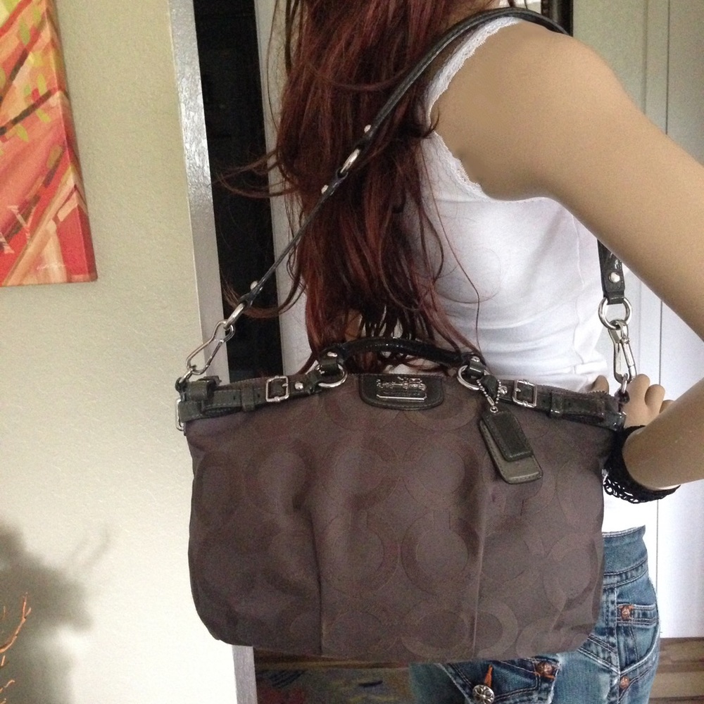 Rare Coach Op Art Taupe Madison Sophia Satchel_7