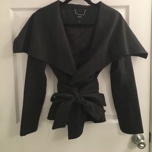 Express Waterfall Collar Grey Wool Blazer