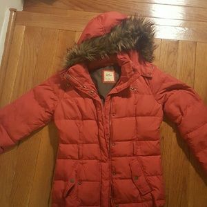 Hollister Womens red down jacket