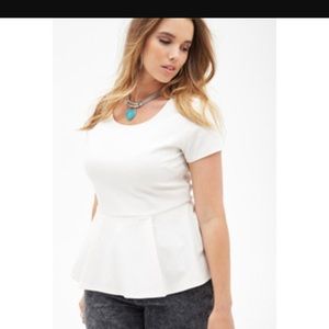 Forever 21 white peplum top