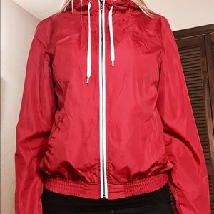 Red windbreaker w/hood