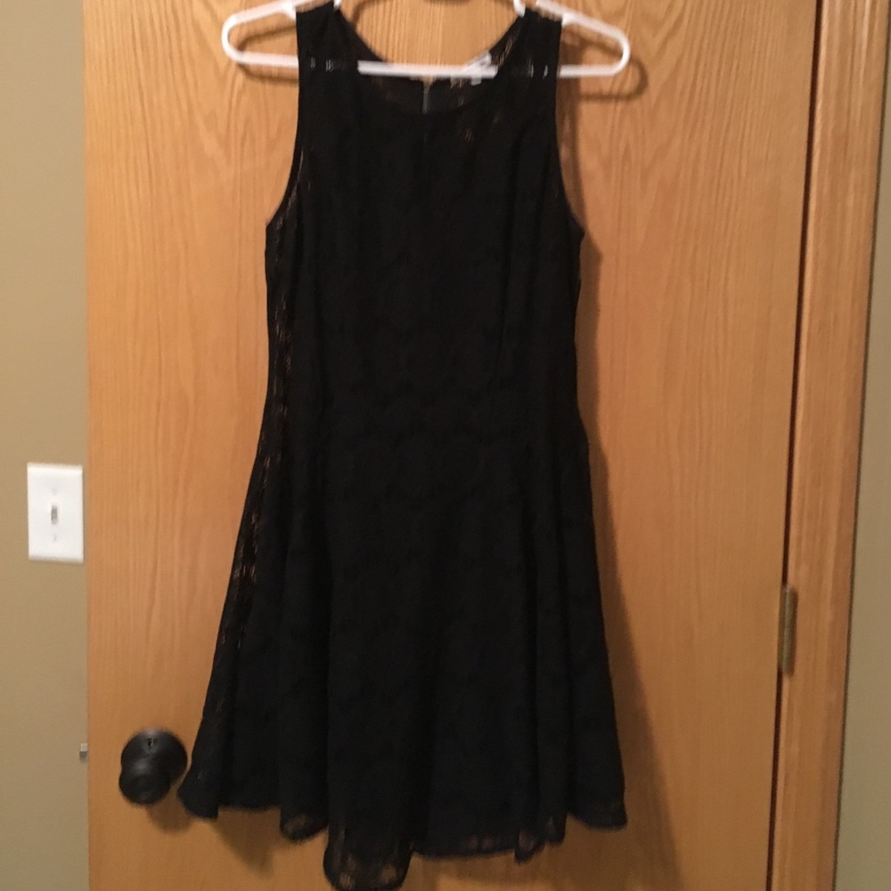 Black lace mini dress