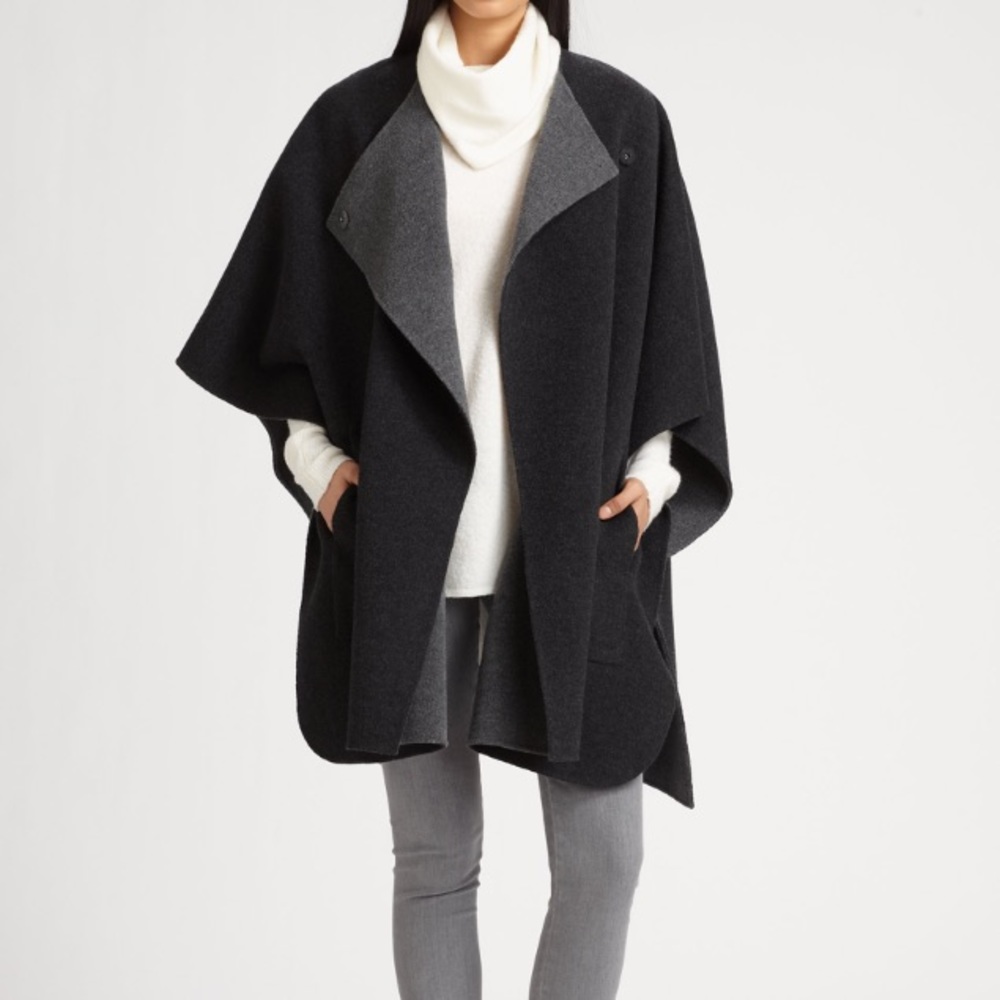 Cool Vince double faced wool cocoon cape coat