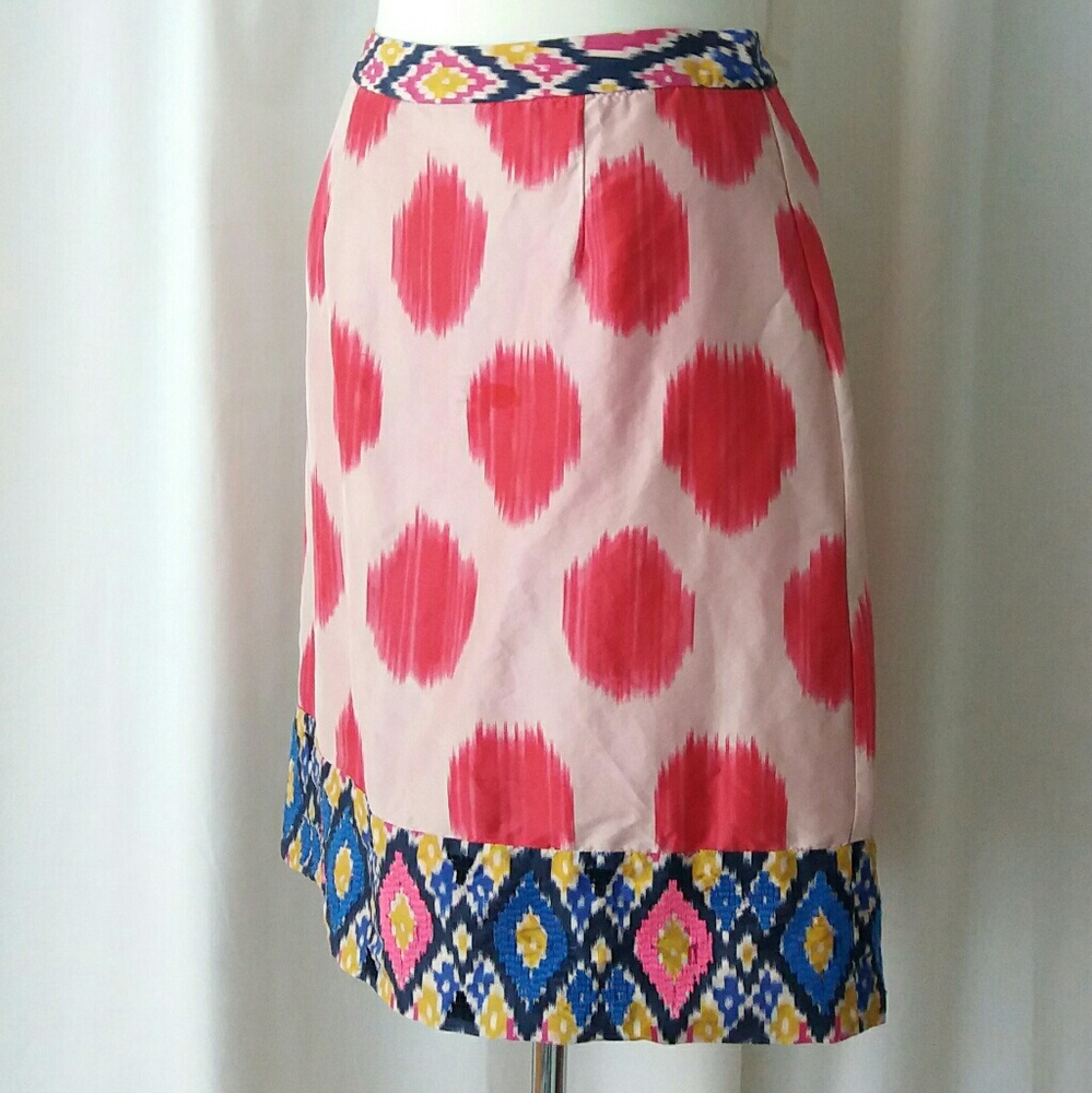 Anthropologie Maeve Ikat Polka-dot Skirt