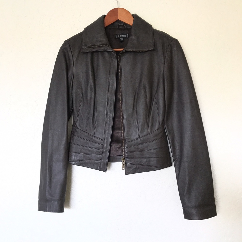 NWOT Chocolate Brown BEBE leather jacket