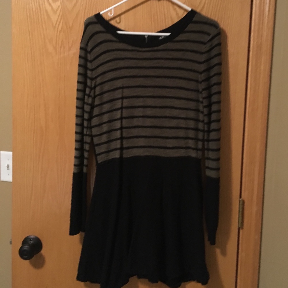 Olive green and black sweater dress from express