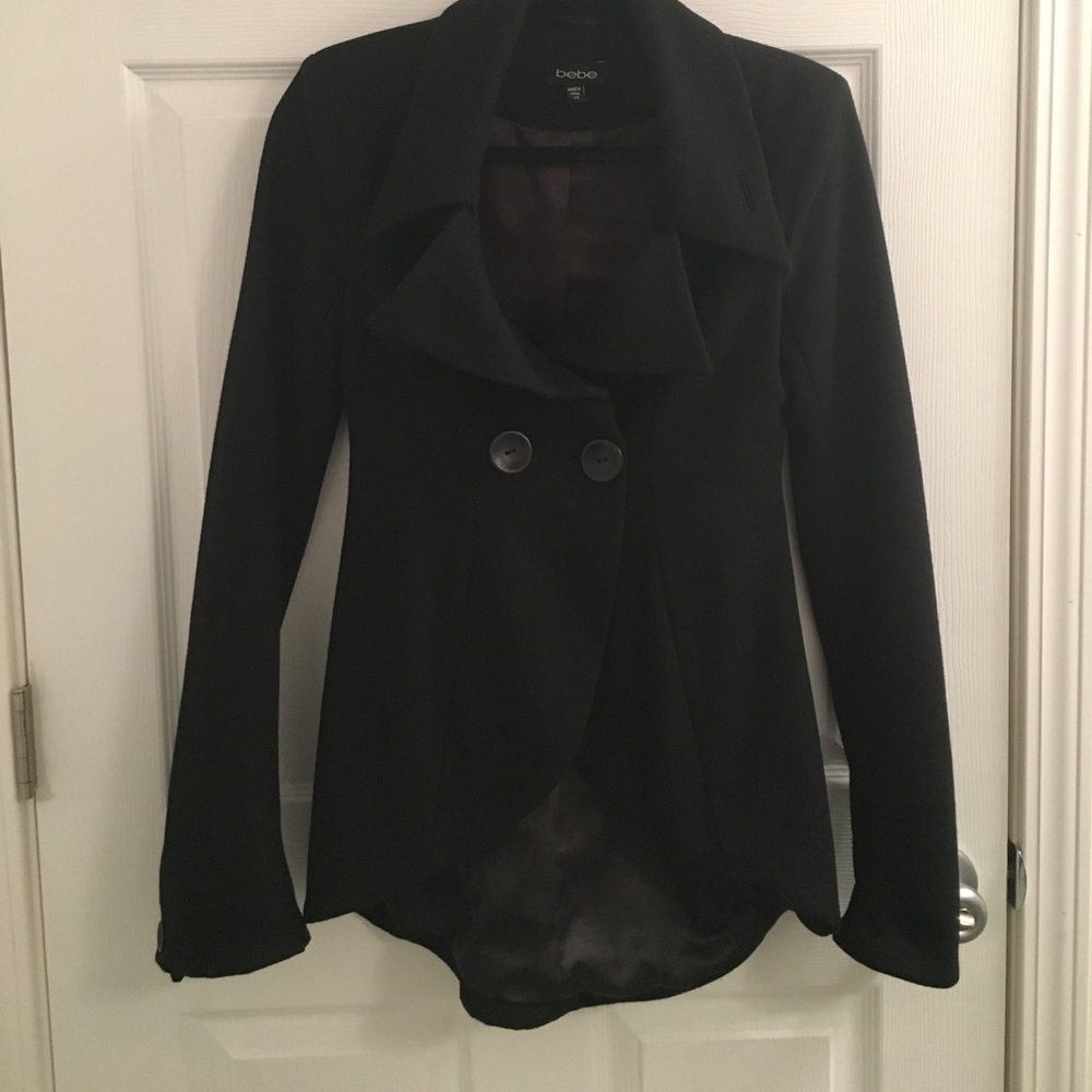 Bebe Wool Peat Coat with high low detail