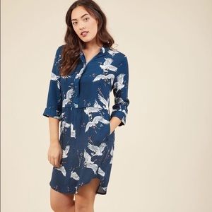 Team Leader in Training Shirt Dress in Cranes