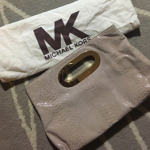 Blush Michael Kors Snake Print Clutch