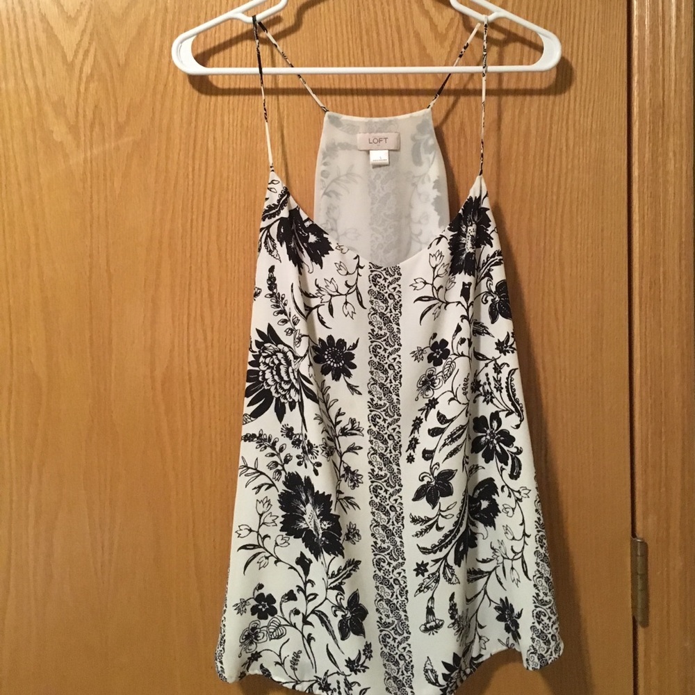 Spaghetti strap tank black and white from loft