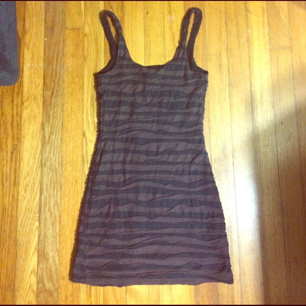 Free People -black/brown ribbed mini dress