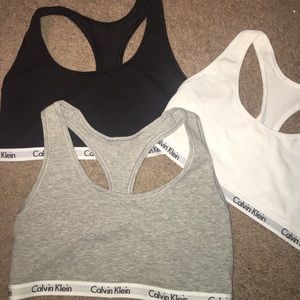 Three Calvin Klein Sports Bras