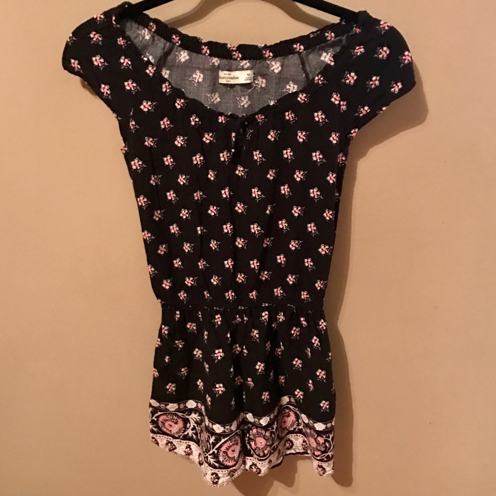 Abercrombie Kids Navy Floral Romper, Girls Medium