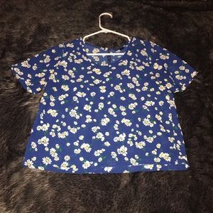 Blue Floral Crop Top