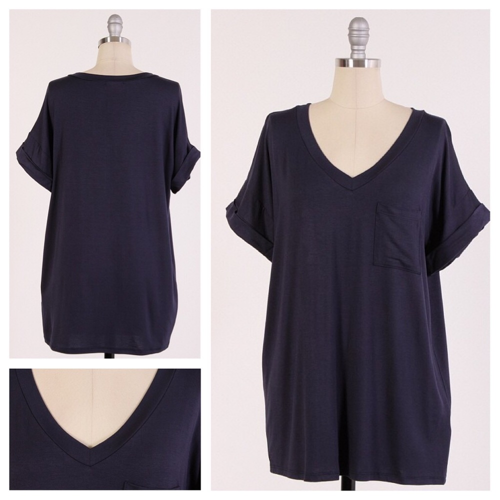 LAST 2 // Navy V-Neck Staple Tee