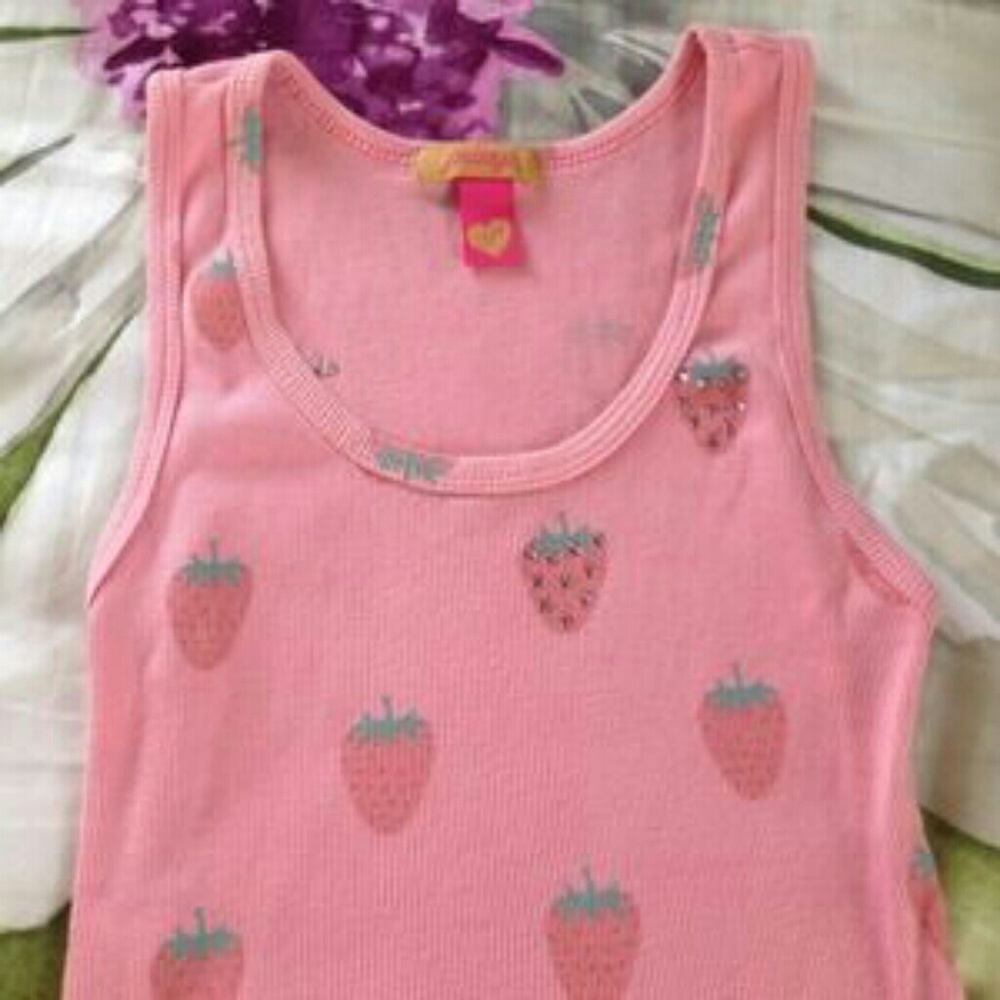 Long tank. Primp - strawberry print & rhinestone