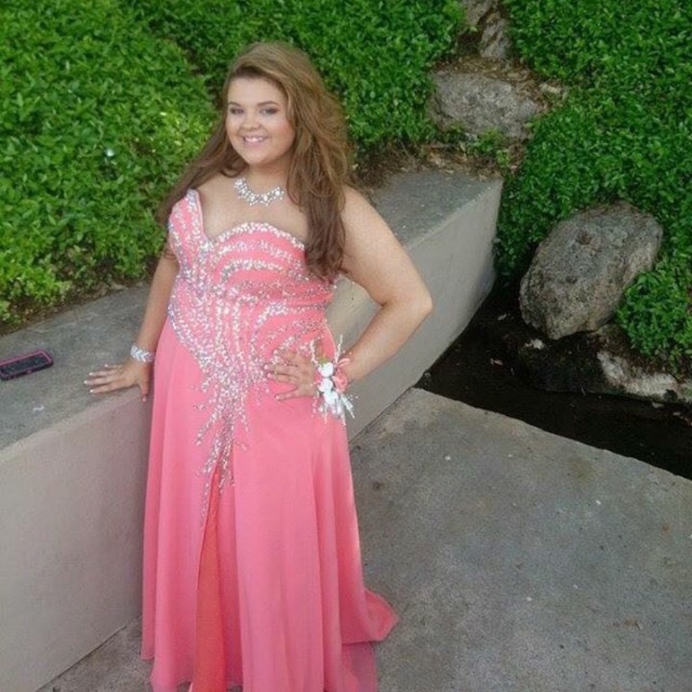 Plus Size Coral Prom Dress