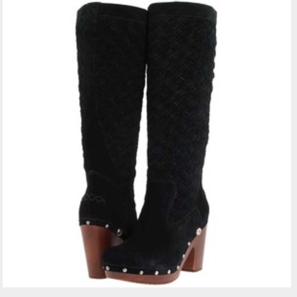 Ugg "Arroyo" Suede Weave Clog Tall Boots