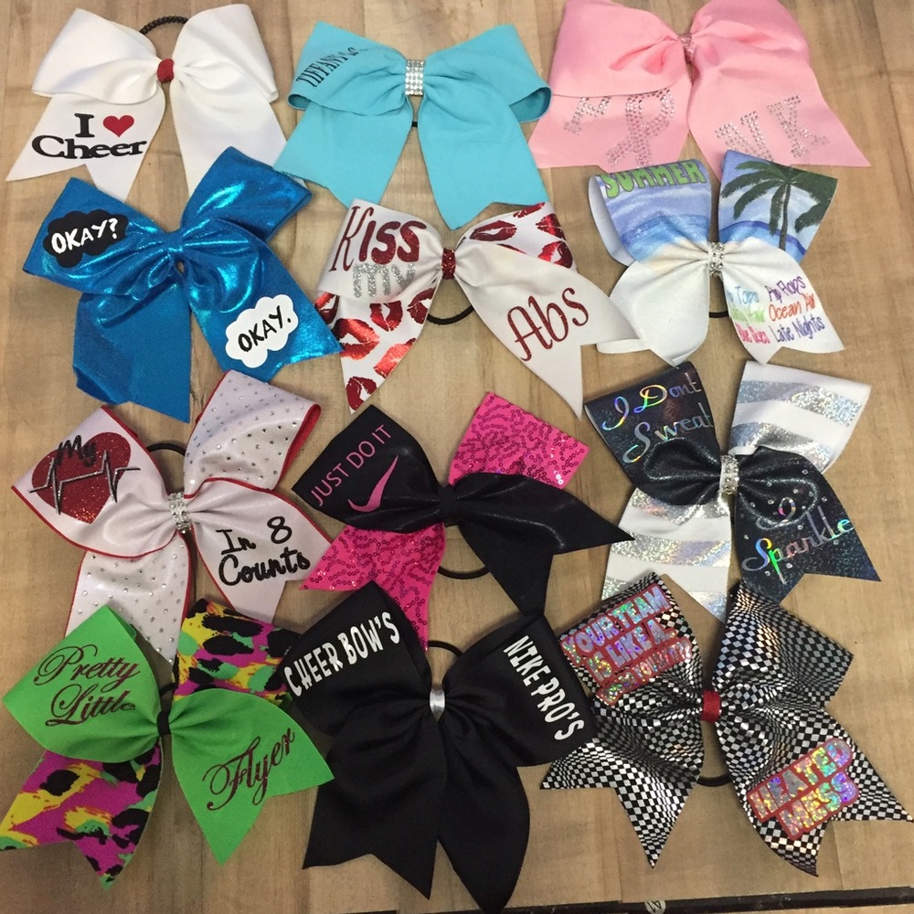 Cheer Bows with words/sayings