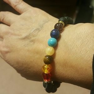 Lava stones with energy stones.