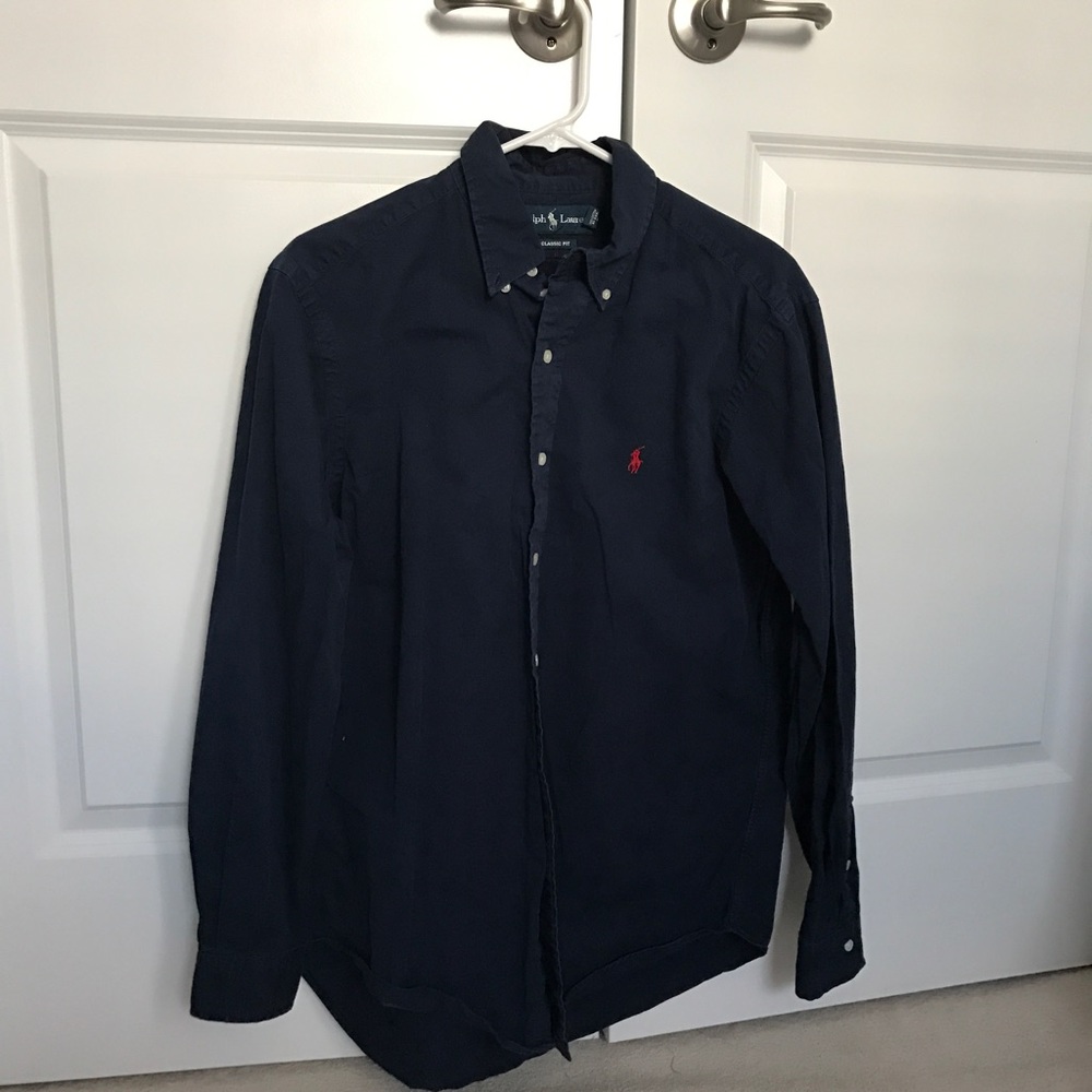 Ralph Lauren Navy Blue Long Sleeve Button Shirt