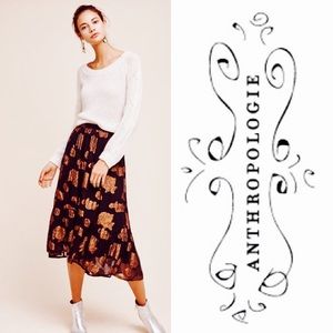 Anthropologie high low metallic floral skirt 2P