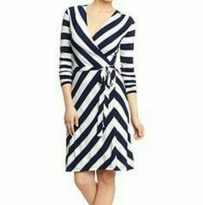 Old Navy Camel and Black Striped Wrap Dress Old Navy Camel and Black Striped Wrap Dress