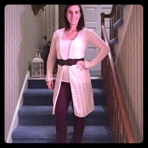 Long sleeve tunic style crochet cardigan