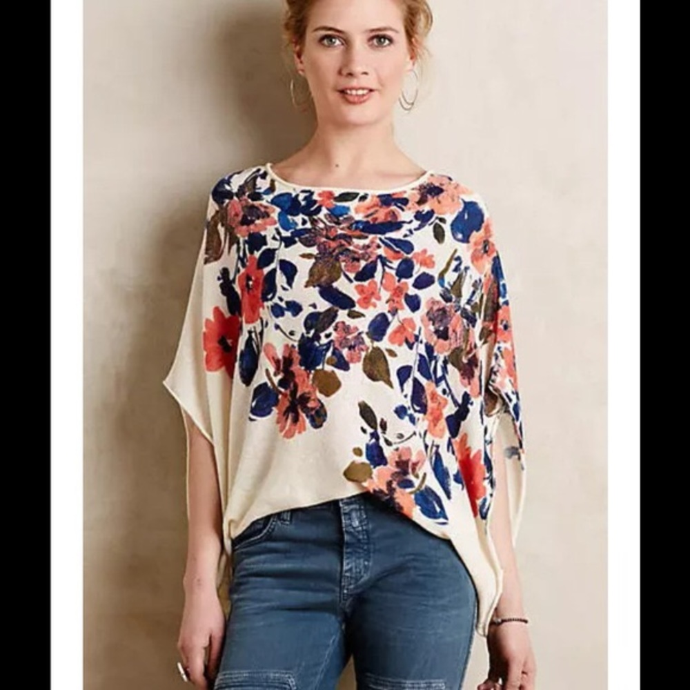 Anthropologie floral printed sweater by Moth.