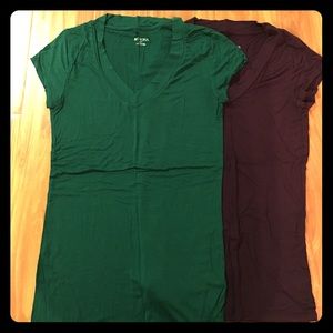 Merona Women's V-neck Tee Green & Purple (2-pack).