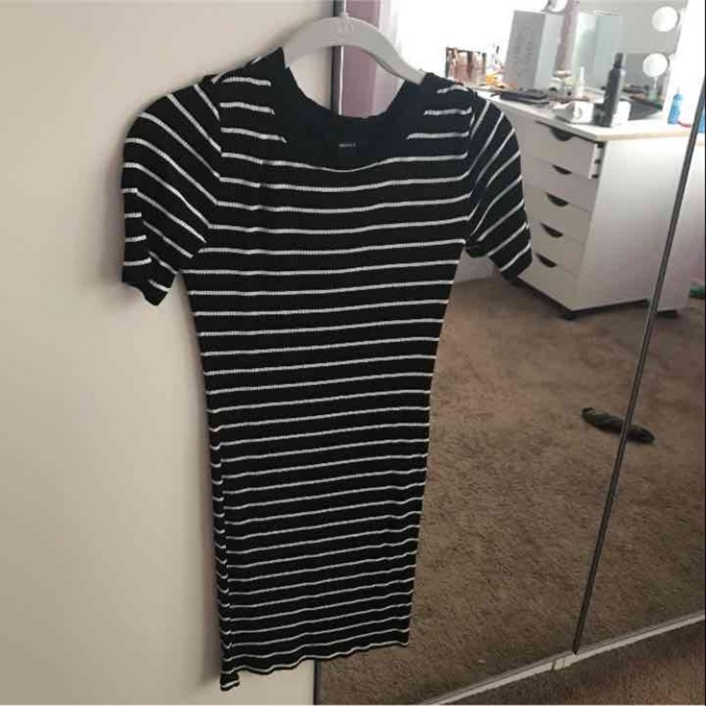 F21 Striped Ribbed Bodycon
