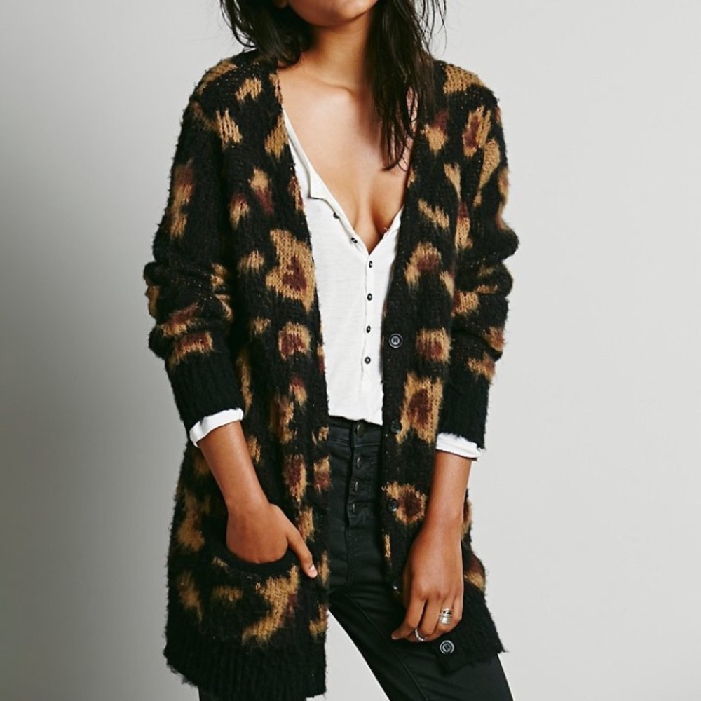 Free people leopard cardigan