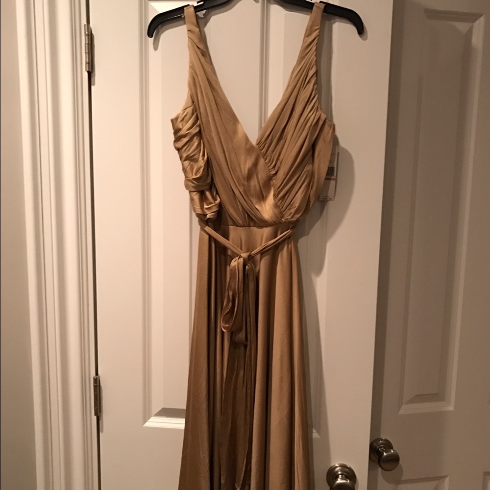 Gold V-neck Cocktail Dress