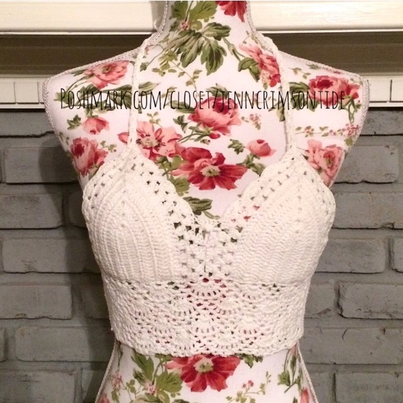 Boho Crochet Bikini Crop Top Beach Bralette New - Picture 5 of 8