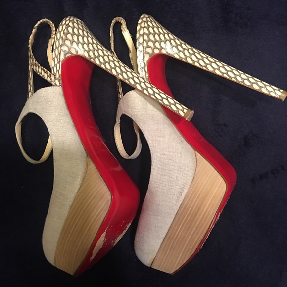 Christian Louboutin Linen toe and snakeskin heel - Picture 3 of 3