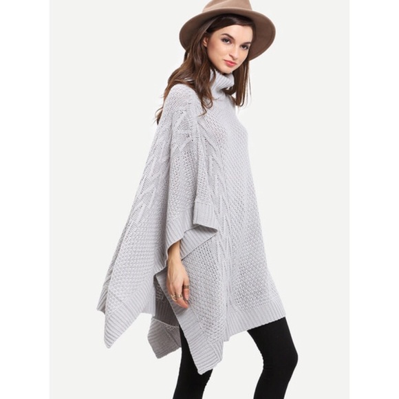 Turtleneck Sweater Poncho - Picture 3 of 5