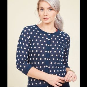 Modcloth Dot in the Act Polka Dot Cardigan NWOT