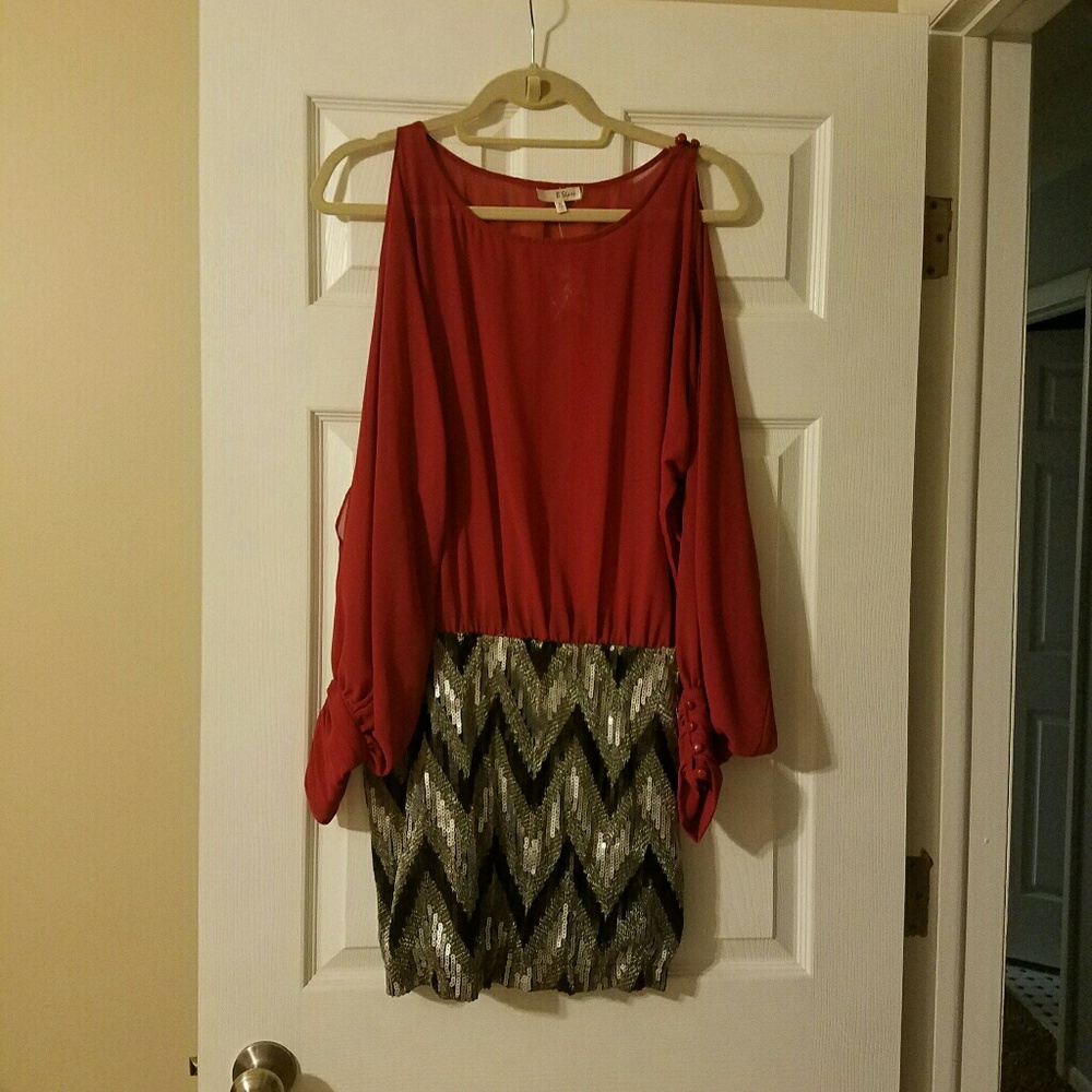 Red dress with sparkly skirt