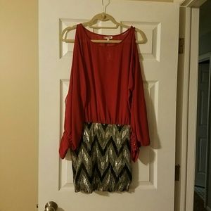 Red dress with sparkly skirt