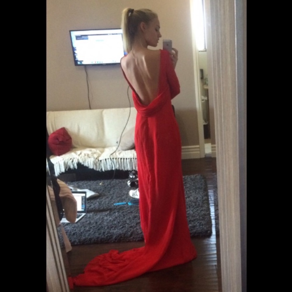 Red open back dress - Picture 1 of 2