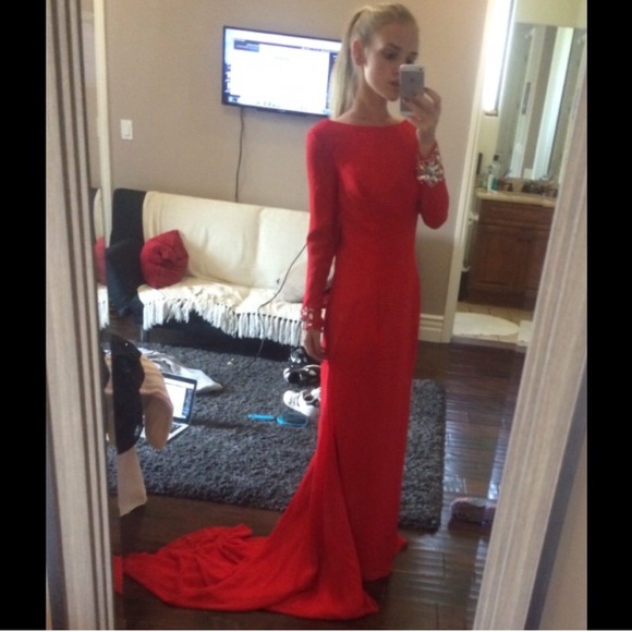 Red open back dress - Picture 2 of 2