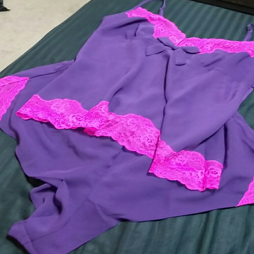 Sheer purple pajama set
