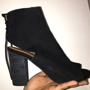 Jeffrey Campbell Quincy BLACK Open-Toe Booties