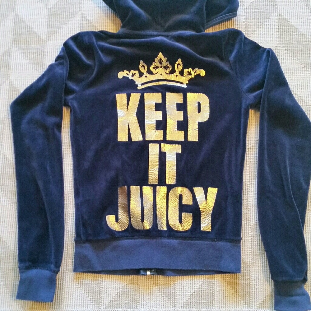 Juicy Couture Navy Blue Velour Hoodie XS
