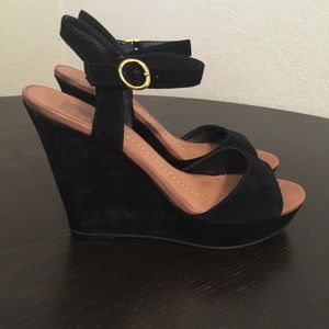 Black suede wedges