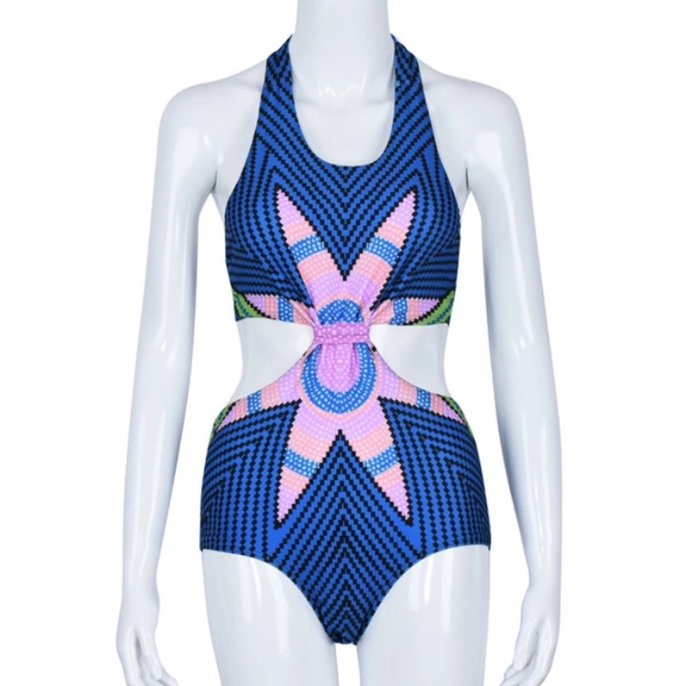 Sexy Colorful Blue Monokini Bikini Bathing Suit - Picture 5 of 8