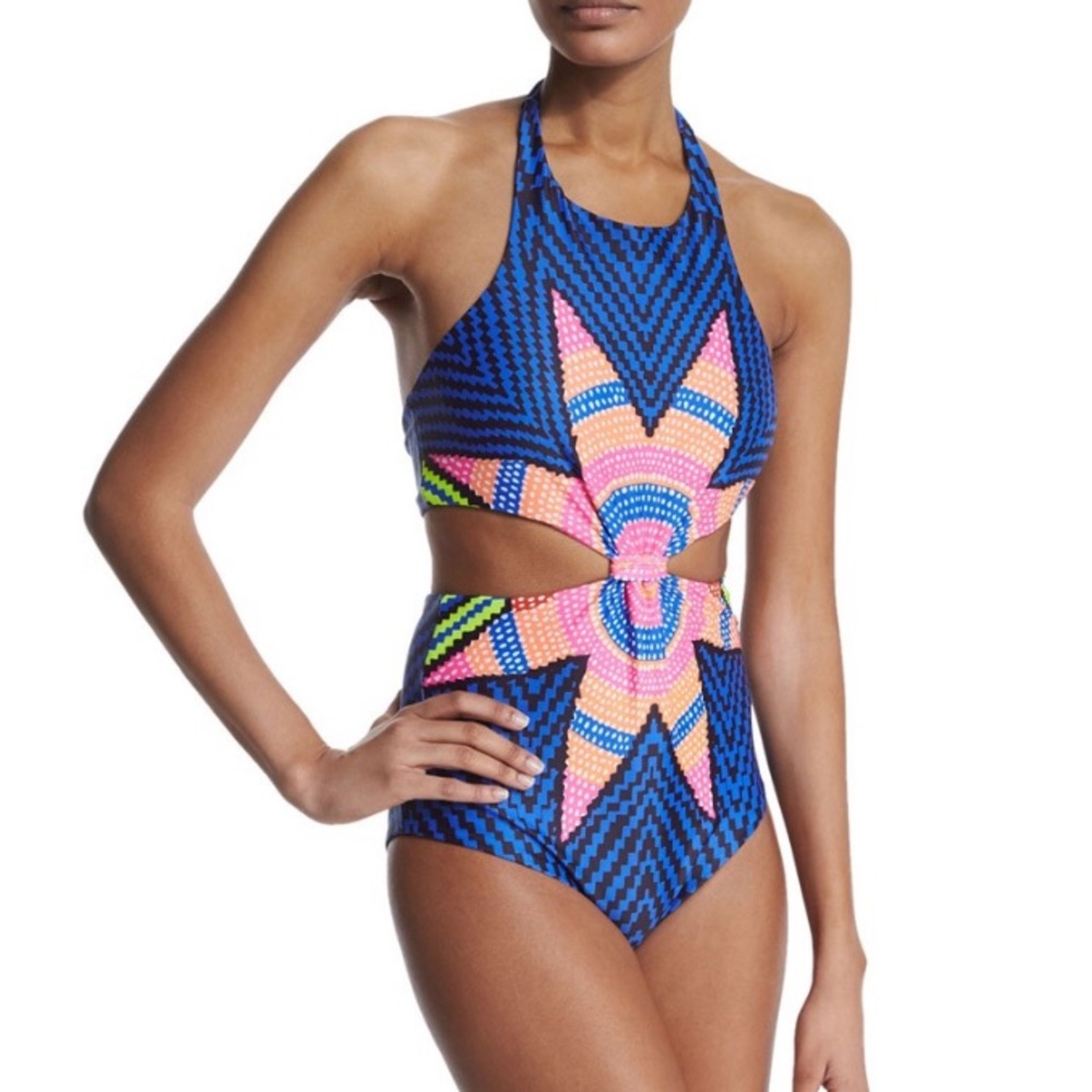 Sexy Colorful Blue Monokini Bikini Bathing Suit - Picture 4 of 8
